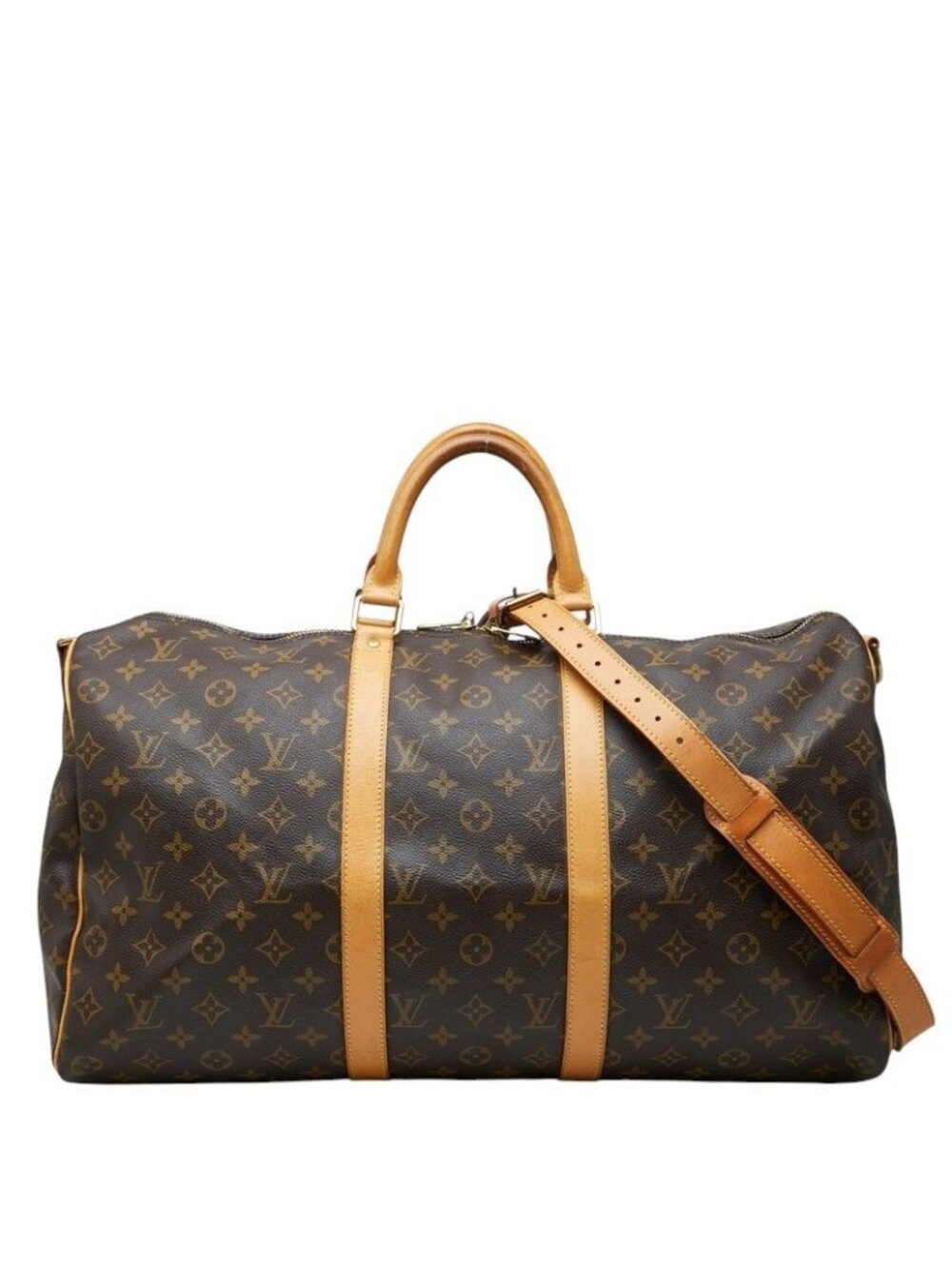 Louis Vuitton Monogram Keepall Bandouliere 50 Boston Bag 2-Way Brown Leather